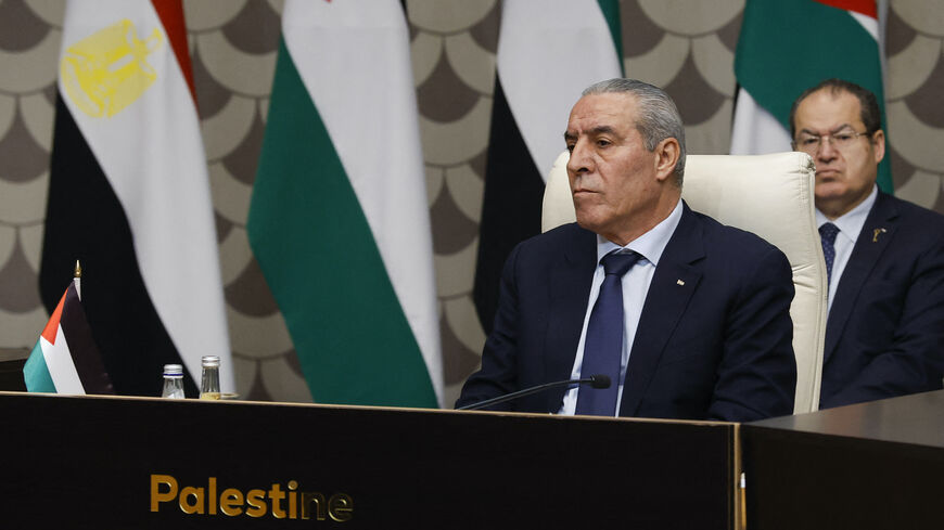 Secretary General of the Executive Committee of the Palestine Liberation Organization (PLO) Hussein al-Sheikh attends a meeting with the US Secretary of State and other foreign ministers, amid the ongoing conflict between Israel and the Palestinian Islamist group Hamas, in the Jordanian capital Amman on Nov. 4, 2023. 
