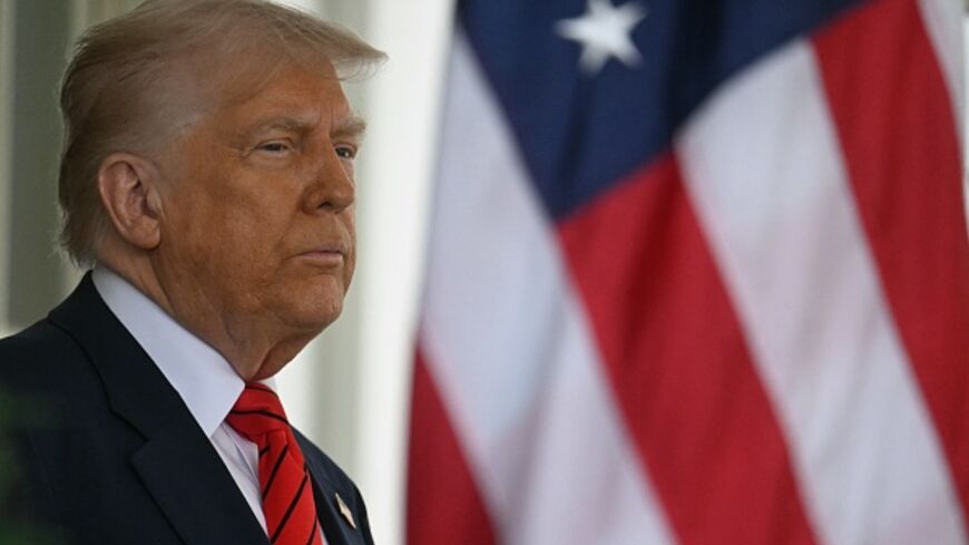 US President Donald Trump waits for the arrival of Canadian Prime Minister Mark Carney at the White House in Washington, DC, on May 6, 2025. (Photo by Jim WATSON / AFP) (Photo by JIM WATSON/AFP via Getty Images)