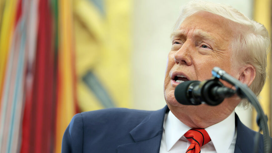 WASHINGTON, DC - MAY 06: U.S. President Donald Trump delivers remarks during a swearing-in ceremony for Special Envoy to the Middle East Steve Witkoff in the Oval Office at the White House on May 06, 2025 in Washington, DC. Trump provided an update on the Houthi conflict in the Middle East. (Photo by Anna Moneymaker/Getty Images)