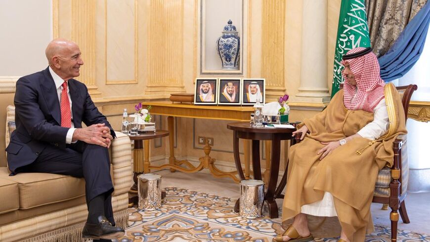 Saudi Foreign Minister Prince Faisal bin Farhan meets with United States special envoy to Syria Thomas Barrack.