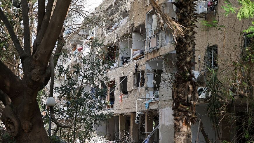 A building damaged in the Ramat Aviv area of Tel Aviv 