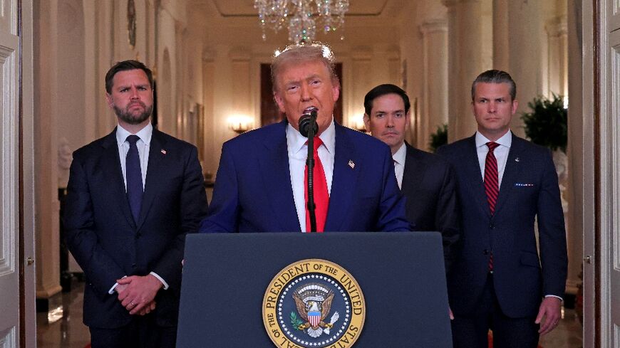 Trump, seen here in an address to the nation on Saturday, said the ceasefire would be phased-in over 24 hours