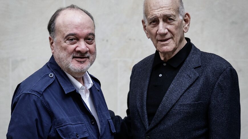 Former Israeli prime minister Ehud Olmert has teamed up with former Palestinian foreign minister Nasser Al-Qidwa 
