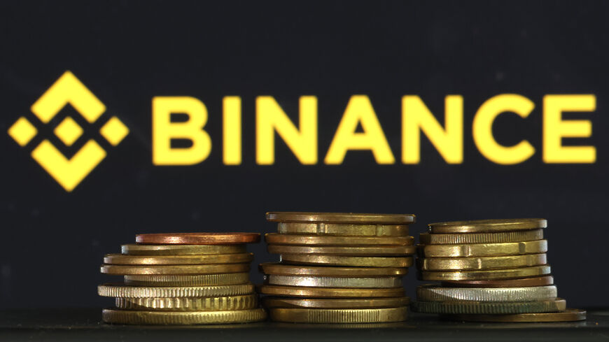 The Binance logo is displayed on a screen, San Anselmo, California, June 6, 2023.