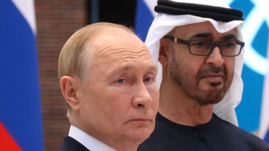 Russia's President Vladimir Putin and UAE President Sheikh Mohamed bin Zayed bin Sultan al-Nahyan.