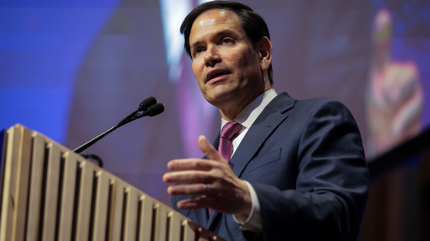 Secretary of State Marco Rubio speaks during the American Compass New World Gala at the National Building Museum on June 3, 2025 in Washington. 