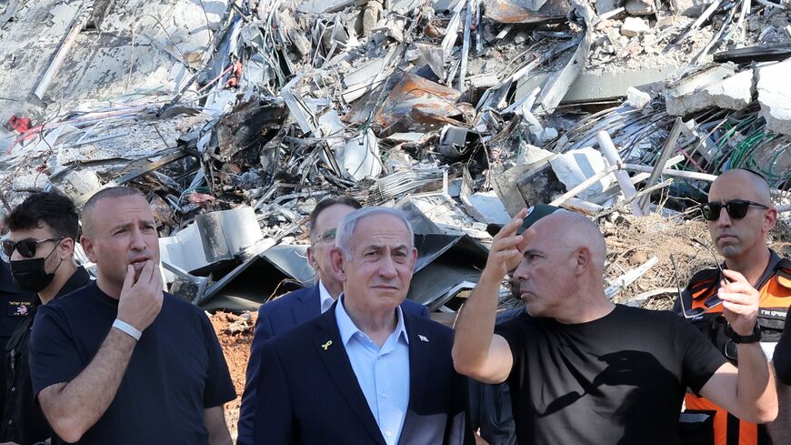Israel's Prime Minister Benjamin Netanyahu is briefed.