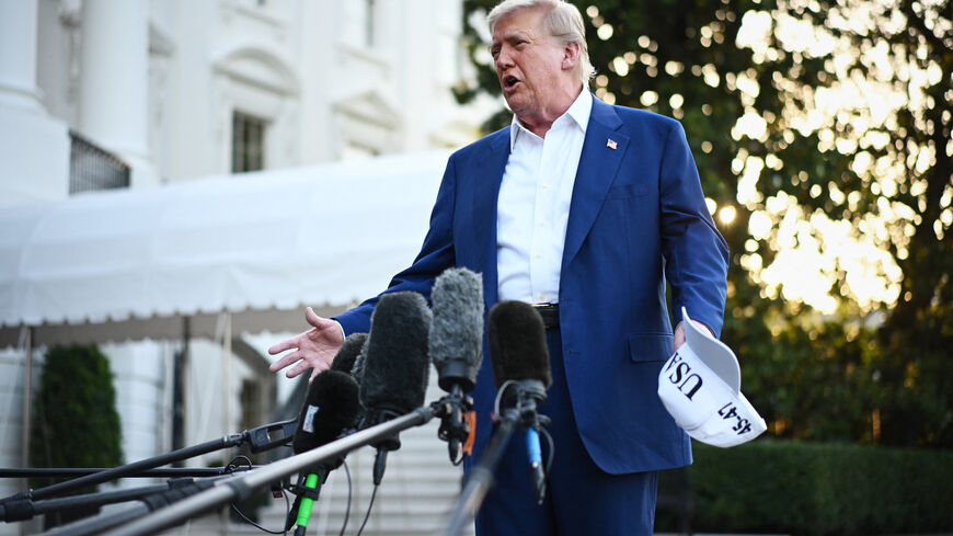 US President Donald Trump speaks to the press before boarding Marine One from the South Lawn of the White House in Washington, DC on June 24, 2025, to attend the NATO's Heads of State and Government summit in The Hague. (Photo by Mandel NGAN / AFP) (Photo by MANDEL NGAN/AFP via Getty Images)
