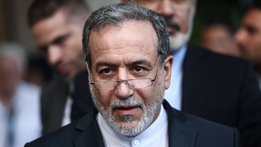 Iranian Foreign Minister Abbas Araghchi speaks to the media after his meeting with the E3 group of European ministers on June 20, 2025, in Geneva, Switzerland. 