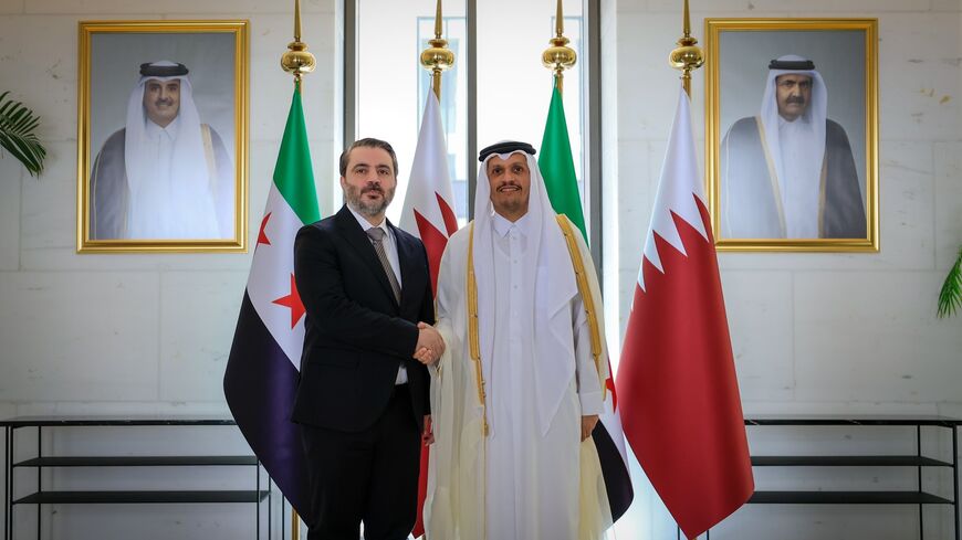 Minister of Foreign Affairs and Expatriates Asaad Al-Shaibani met with Prime Minister and Minister of Foreign Affairs of Qatar Sheikh Mohammed bin Abdulrahman Al Thani in the Qatari capital, Doha, on June 3, 2025.