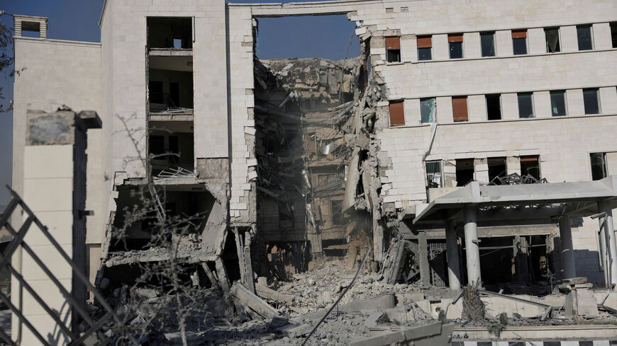FILE PHOTO: A view of a destroyed building, after powerful airstrikes shook Damascus on Wednesday, targeting the defense ministry, as Israel vowed to destroy Syrian government forces attacking Druze communities in southern Syria and demanded their withdrawal, in Damascus July 16, 2025. REUTERS/Khalil Ashawi/File Photo