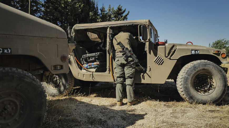 IDF Military Drone Unit seen training with drones near Kibbutz Merom Golan, on the Syrian border in northern Golan Heights, Israel on June 26, 2025.