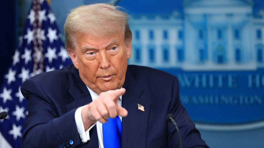 President Donald Trump answers questions during a press conference on recent Supreme Court rulings in the briefing room at the White House on June 27, 2025, in Washington.