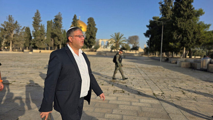 FILE PHOTO: Israeli National Security Minister Itamar Ben-Gvir visits the Al-Aqsa compound, also known to Jews as the Temple Mount, during the Jewish holiday of Hanukkah, in Jerusalem's Old City, December 26, 2024. Itamar Ben-Gvir's spokesperson/Handout via REUTERS/File Photo