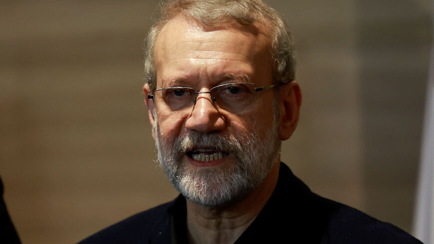 FILE PHOTO: Ali Larijani, former chairman of the parliament of Iran, attends a press conference after meeting with Lebanese Parliament Speaker Nabih Berri in Beirut, Lebanon November 15, 2024. REUTERS/Thaier Al-Sudani/File Photo