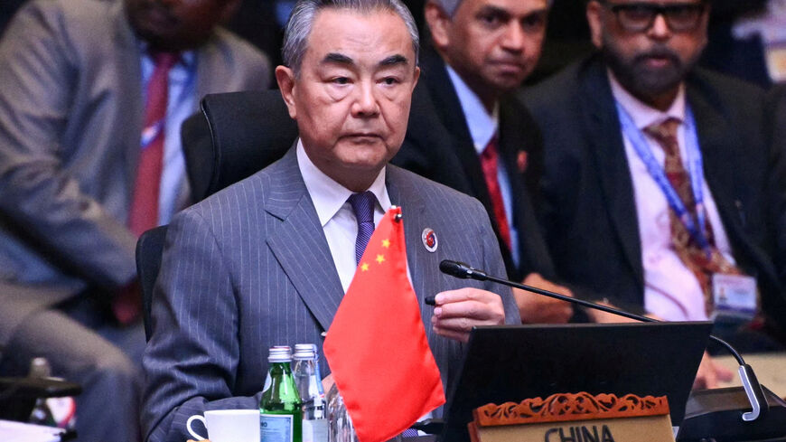 FILE PHOTO: China's Foreign Minister Wang Yi attends the 15th East Asia Summit Foreign Ministers’ meeting during the 58th Association of Southeast Asian Nations (ASEAN) Foreign Ministers’ meeting and related meetings at the Convention Centre in Kuala Lumpur on July 11, 2025.     MANDEL NGAN/Pool via REUTERS/File Photo