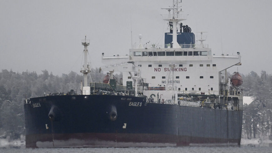 Cook Islands registered oil tanker Eagle S is seen anchored near the Kilpilahti port in Porvoo, on the Gulf of Finland, January 13, 2025.  Lehtikuva/Vesa Moilanen/via REUTERS      ATTENTION EDITORS - THIS IMAGE WAS PROVIDED BY A THIRD PARTY. NO THIRD PARTY SALES. NOT FOR USE BY REUTERS THIRD PARTY DISTRIBUTORS. FINLAND OUT. NO COMMERCIAL OR EDITORIAL SALES IN FINLAND.