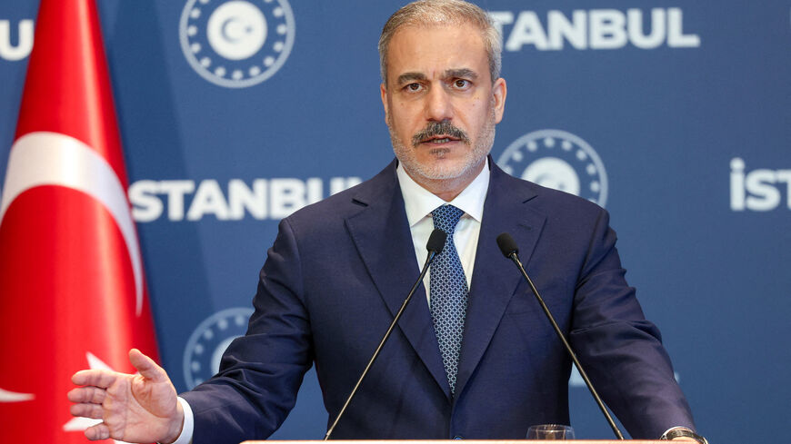 FILE PHOTO: Turkey's Foreign Minister Hakan Fidan speaks during a press conference following the inaugural meeting of the Balkans Peace Platform, a Turkish-led initiative aimed at fostering dialogue and cooperation across the Western Balkans, in Istanbul, Turkey, July 26, 2025. REUTERS/Murad Sezer/File Photo