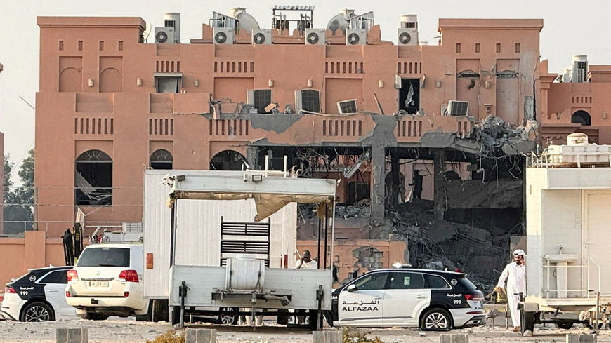 A damaged building, following an Israeli attack on Hamas leaders, according to an Israeli official, in Doha, Qatar, September 9, 2025. REUTERS/Ibraheem Abu Mustafa