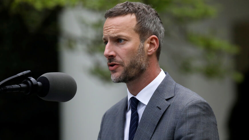 FILE PHOTO: Adam Boehler, the CEO of the U.S. International Development Finance Corporation, addresses the daily coronavirus task force briefing in the Rose Garden at the White House in Washington, U.S., April 14, 2020. REUTERS/Leah Millis/File Photo