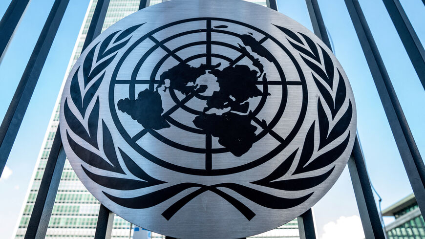 FILE PHOTO: The official emblem of the United Nations is seen at the United Nations headquarters in New York City, New York, U.S.,  August 23, 2022.  REUTERS/David 'Dee' Delgado/File Photo