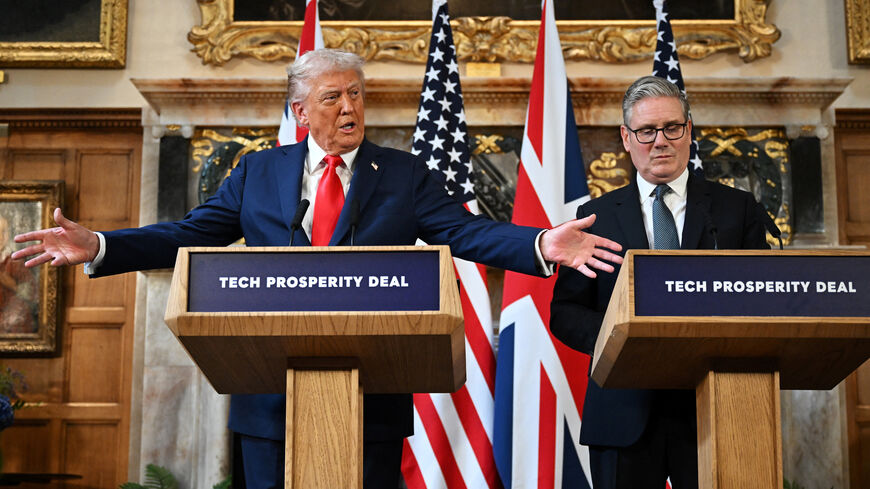 U.S. President Donald Trump talks at a press conference with UK Prime Minister Keir Starmer at Chequers at the conclusion of a state visit on September 18, 2025 in Aylesbury, England.    Leon Neal/Pool via REUTERS