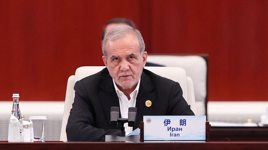 FILE PHOTO: Iranian President Masoud Pezeshkian attends the Shanghai Cooperation Organisation (SCO) Summit 2025, in Tianjin, China, September 1, 2025. Iran's Presidential website/WANA (West Asia News Agency)/Handout via REUTERS/File Photo