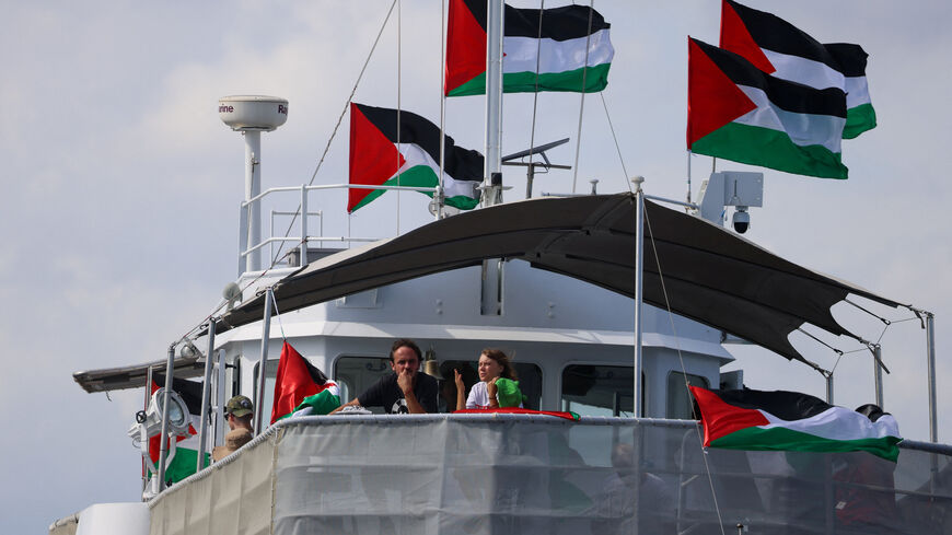 Swedish activist Greta Thunberg departs with other activists on the Global Sumud Flotilla, a humanitarian expedition to Gaza, from the port of Barcelona, Spain August 31, 2025. REUTERS/Nacho Doce/File Photo