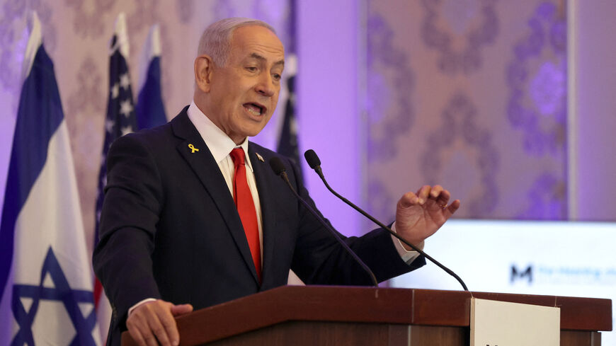 Israeli Prime Minister Benjamin Netanyahu speaks during ‘Christian Conference’ in Jerusalem July 27, 2025. REUTERS/Ronen Zvulun