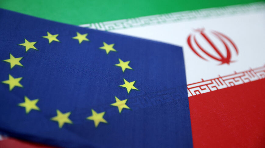 European Union and Iran flags are seen in this illustration taken June 18, 2025. REUTERS/Dado Ruvic/Illustration