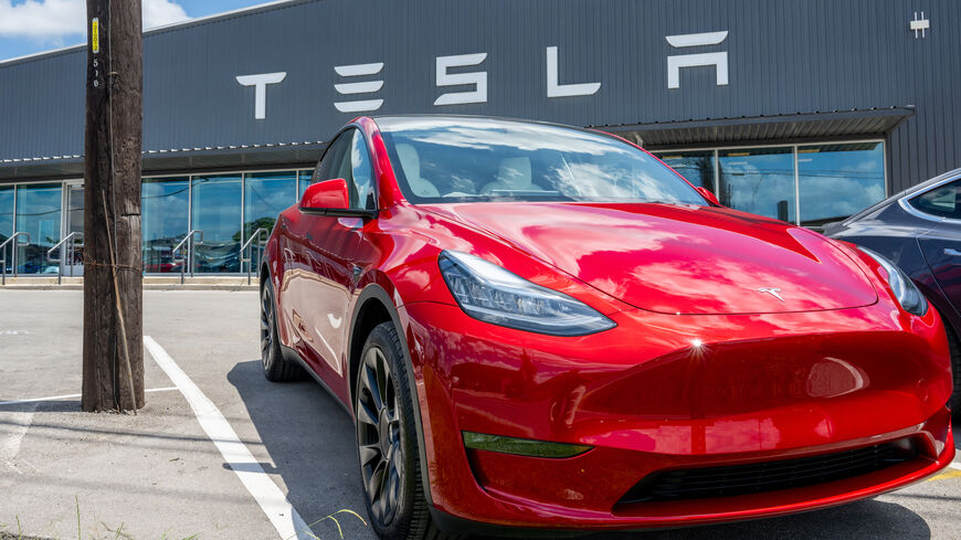 A Tesla Model Y is seen on a Tesla car lot on May 31, 2023 in Austin, Texas.