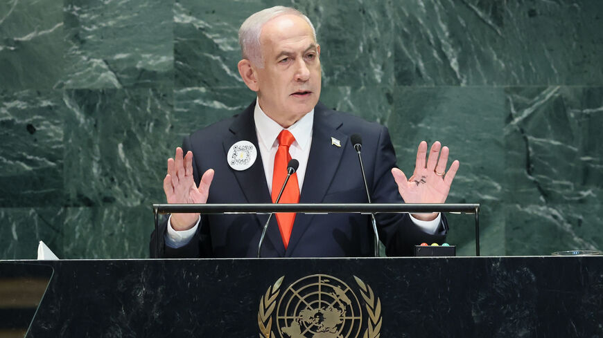 Prime Minister of Israel Benjamin Netanyahu addresses the United Nations General Assembly (UNGA) at the United Nations headquarters on Sept. 26, 2025 in New York City.