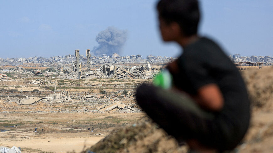Smoke rises following explosions amid the Israeli military offensive in Gaza City, as seen from the central Gaza Strip. REUTERS/Dawoud Abu Alkas