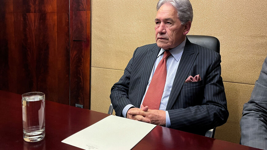 FILE PHOTO: New Zealand's Foreign Minister Winston Peters attends a press conference, following his meeting with Chinese Foreign Minister Wang Yi, in Beijing, China February 26, 2025. REUTERS/Laurie Chen/Pool/File Photo