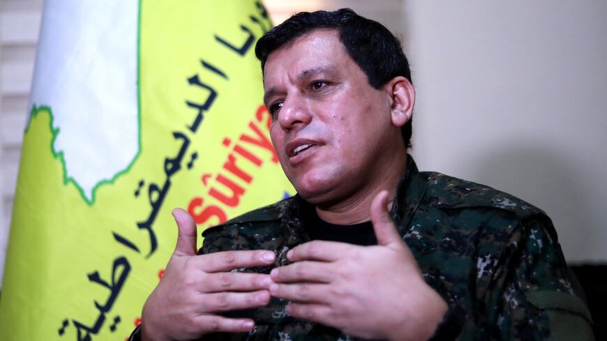 Mazloum Kobane, commander-in-chief of the Syrian Democratic Forces (SDF), speaks with AFP during an interview in the countryside outside the northwestern Syrian city of Hasakah, in the province of the same name, on Jan. 24, 2019.