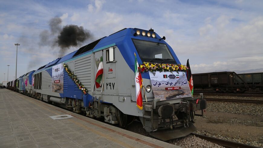 A train moves during the inauguration of a 140-kilometres line running from eastern Iran into western Afghanistan, at a railroad station in Khaf, on Dec. 10, 2020. 