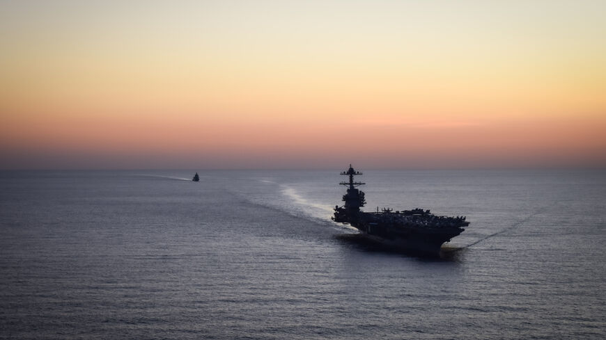 MEDITERRANIAN SEA - OCTOBER 2: In this handout provided by the U.S. Navy, The USS Gerald R. Ford (CVN 78), and Italian Navy Offshore Patrol Vessel ITS Paolo Thaon di Revel (P430), flagship of Standing NATO Mine Countermeasures Group 2, operate in the Mediterranean Sea, Oct. 2, 2025. Gerald R. Ford, a first-in-class aircraft carrier and deployed flagship of Carrier Strike Group 12, is on a scheduled deployment in the U.S. 6th Fleet area of operations to support the warfighting effectiveness, lethality and re