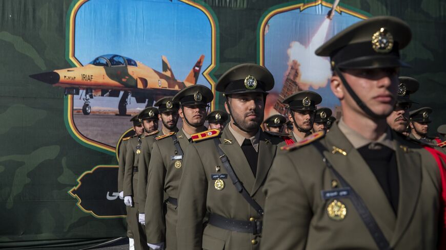 Soldiers from Iran's land, navy, air force and special forces parade on the occasion of National Army Day in Tehran on April 18, 2025, in Tehran, Iran. 