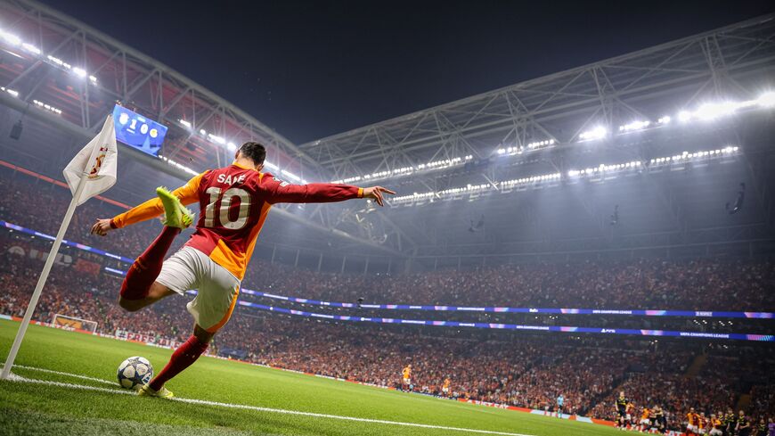 Leroy Aziz Sane of Galatasaray SK kicks the corner during the match. Galatasaray SK and FK Godo Glimt faced each other at UEFA Champions League 2025/26 League Phase MD3. The match took place in Ali Sami Yen Rams Park Stadium on October 22, 2025. (Photo by Burak Basturk / Middle East Images via AFP) (Photo by BURAK BASTURK/Middle East Images/AFP via Getty Images)