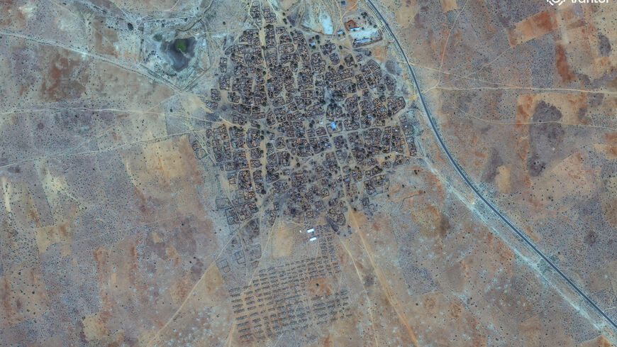A satellite image shows a closer view of Garney village after new temporary shelters were set up, northwest of al-Fashir, Sudan, November 28, 2025. Vantor/Handout via REUTERS