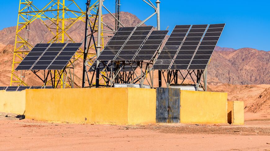 Solar panels in a Sinai desert, Egypt. 