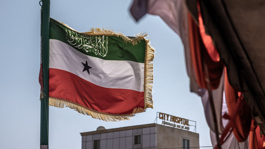 The flag of Somaliland is seen during a campaign rally of the main opposition party Waddani in Hargeisa on November 8, 2024, ahead of the 2024 Somaliland presidential election. The self-declared state of Somaliland is set to host a long-delayed presidential and legislative elections in November 13, 2024. (Photo by LUIS TATO / AFP) (Photo by LUIS TATO/AFP via Getty Images)