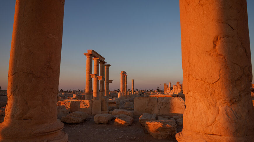 The ancient ruins of Palmyra are pictured in central Syria at sunrise on Aug. 24, 2025. 