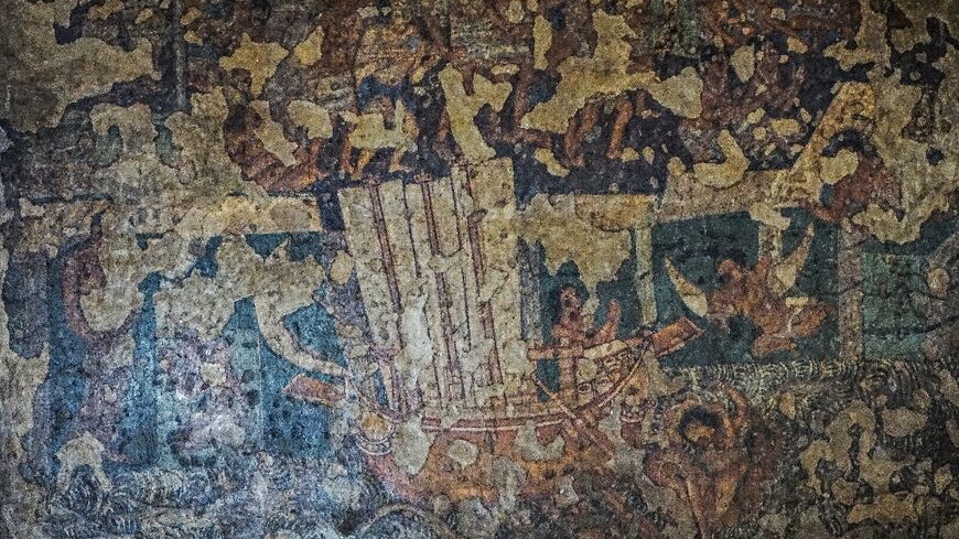 A wooden stitched ship inspired by a fifth-century design set sail Monday