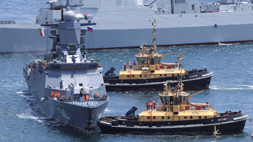 A Russian vessel arrives at the Simon's Town Naval base ahead of the BRICS Plus countries which include China, Russia and Iran for a joint naval exercises in South Africa's, in Cape Town, South Africa, January 9, 2026. REUTERS/Esa Alexander
