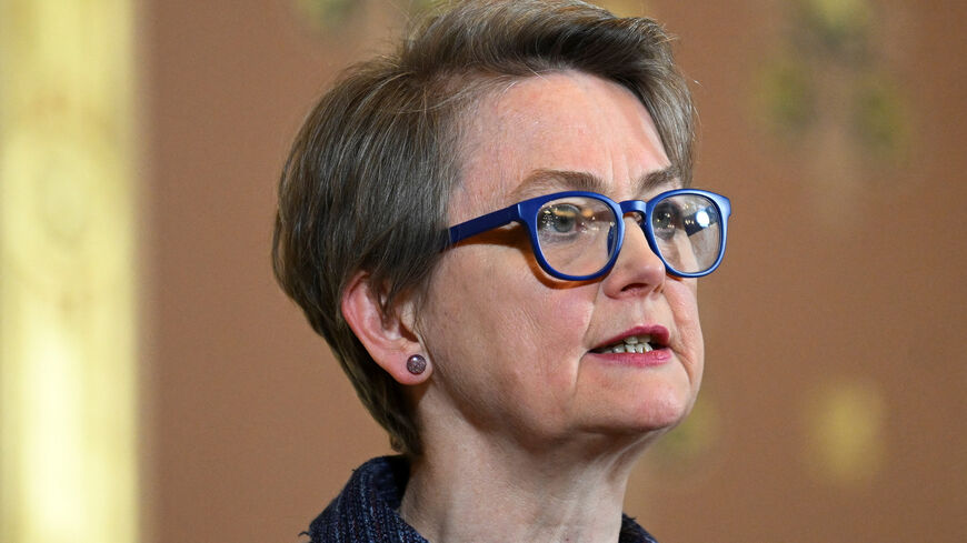 FILE PHOTO: British Foreign Secretary Yvette Cooper speaks at an event marking the 100th anniversary of the Locarno Treaties at the Foreign, Commonwealth, and Development Office (FCDO), in London, Britain December 9, 2025. REUTERS/Jaimi Joy/Pool/File Photo