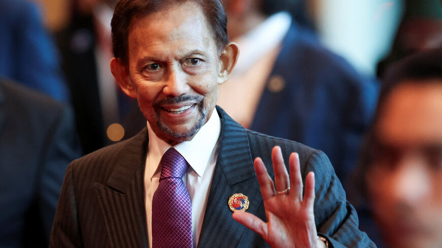 Brunei’s Sultan Hassanal Bolkiah gestures following the 28th ASEAN-Japan Summit, as part of the 47th ASEAN Summit in Kuala Lumpur, Malaysia October 26, 2025. REUTERS/Chalinee Thirasupa/Pool