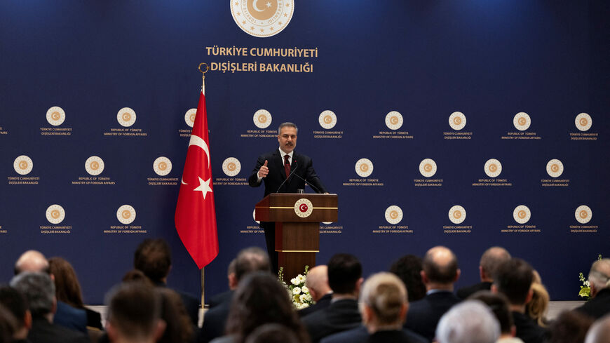 Turkish Foreign Minister Hakan Fidan speaks during a press conference in Istanbul, Turkey, January 15, 2026. REUTERS/Umit Bektas