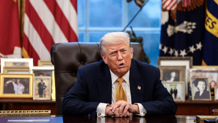 U.S. President Donald Trump is interviewed by Reuters White House correspondent Steve Holland (not pictured) during an exclusive interview in the Oval Office in the White House in Washington, D.C., U.S., January 14, 2026. REUTERS/Evelyn Hockstein
