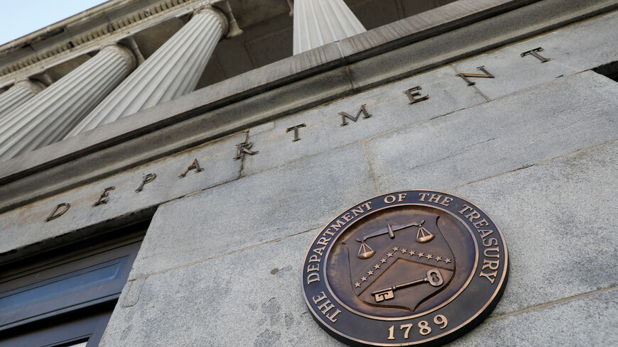 Signage is seen at the United States Department of the Treasury headquarters in Washington, D.C., U.S., August 29, 2020. REUTERS/Andrew Kelly